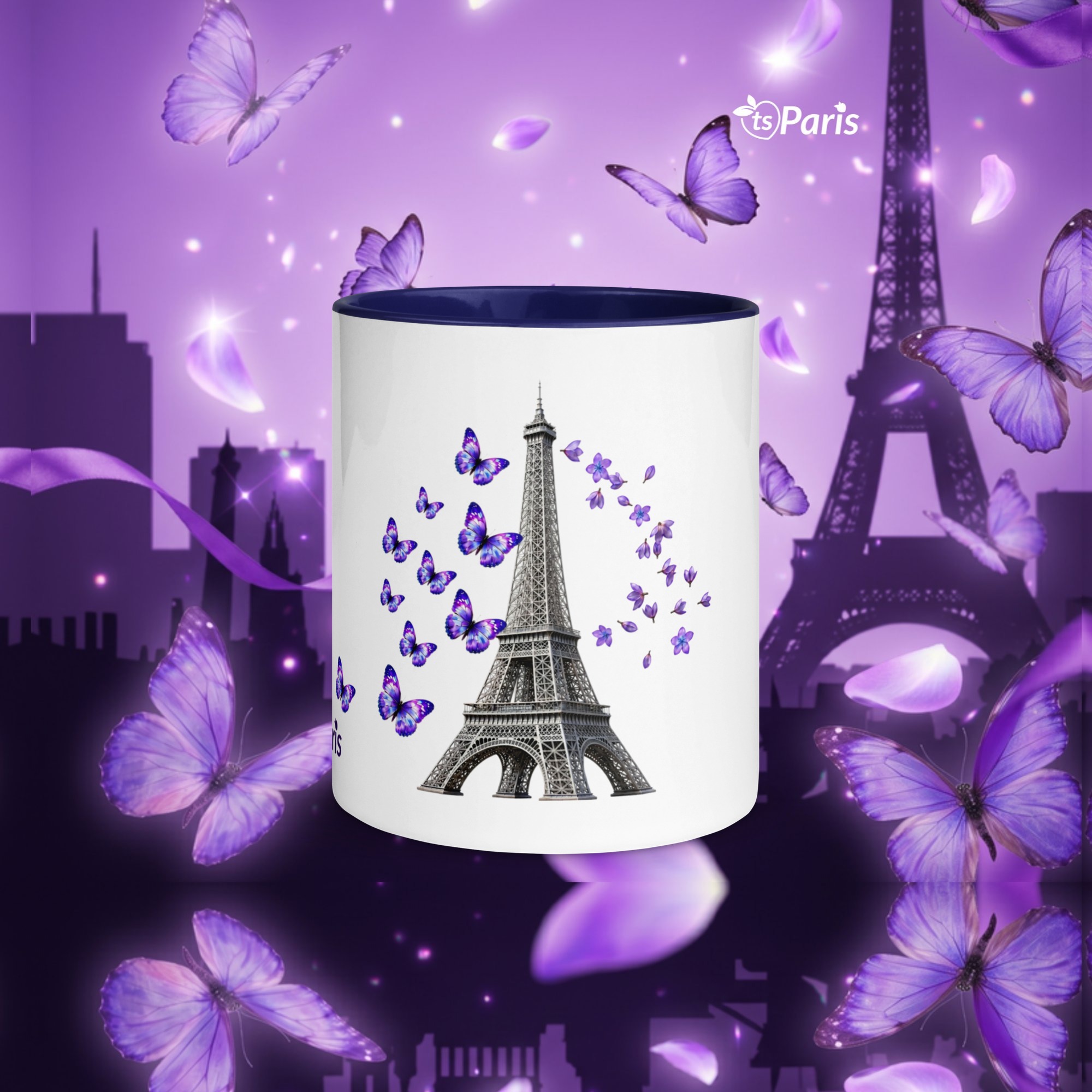tsgabrielle® • Paris - La Tour Eiffel • Mug With Color Inside • Ceramic • 11 oz - Dark Blue - View 10
