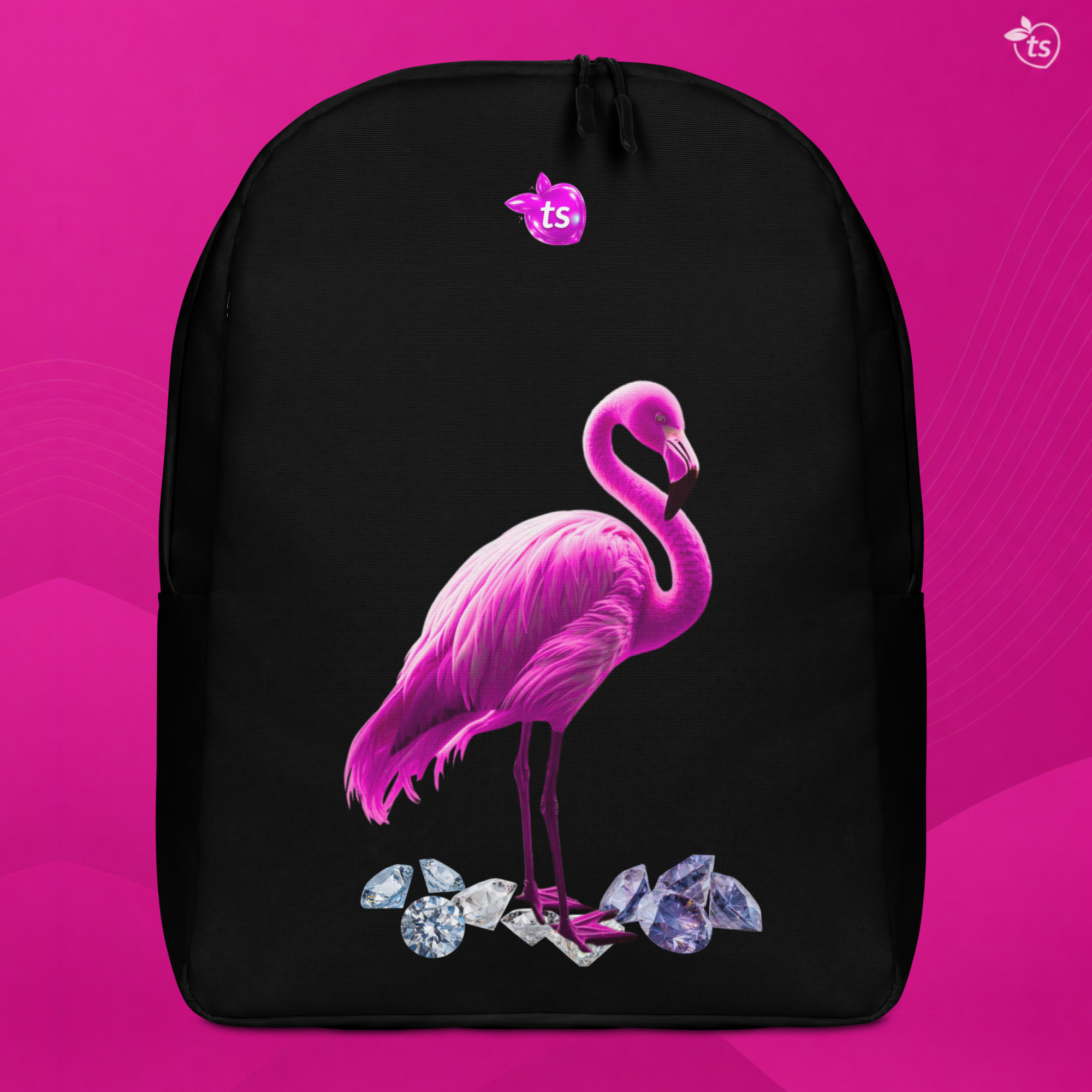 tsgabrielle® • Flamant Rose • Minimalist Backpack • Black - View 6