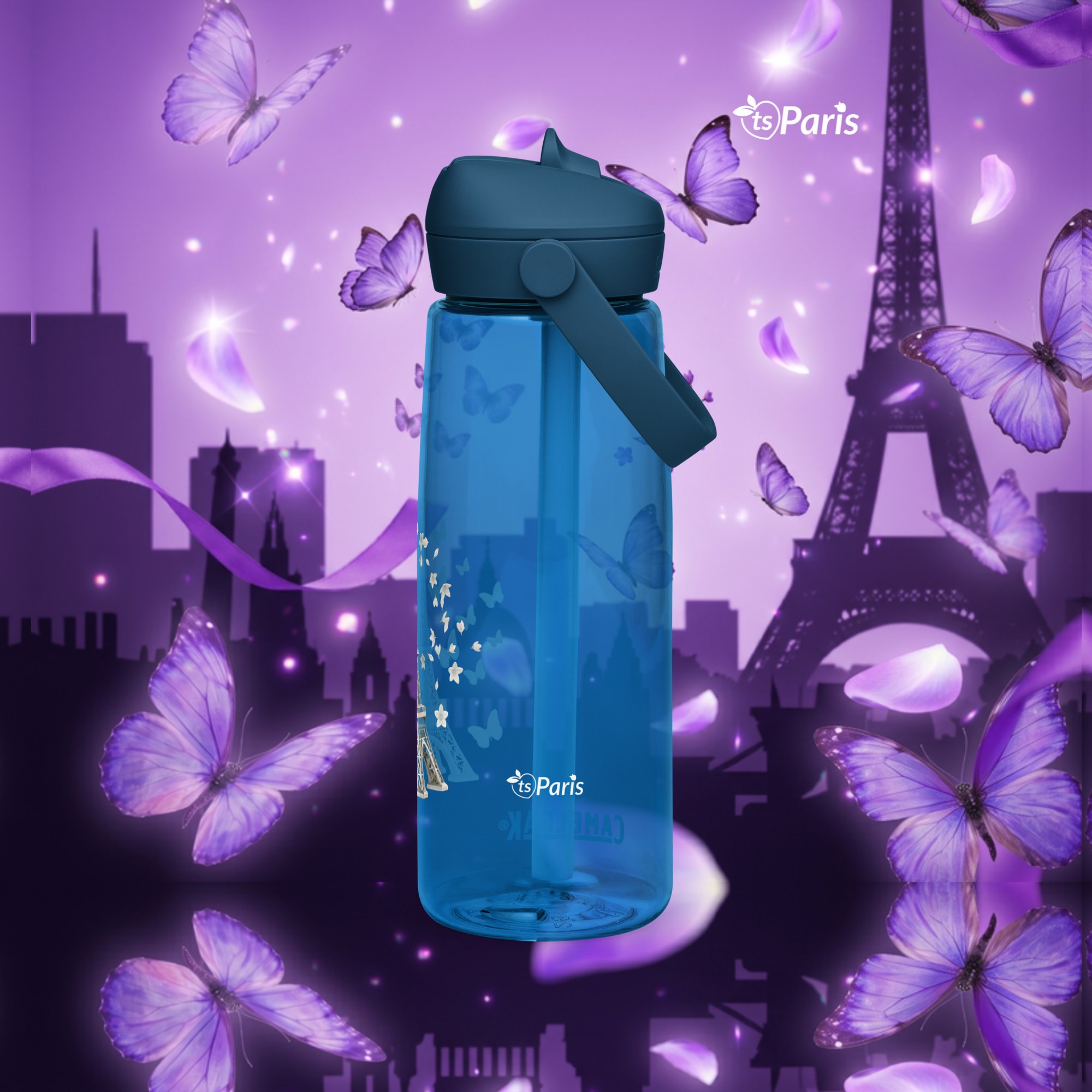 CamelBak® Eddy® by tsgabrielle® • Paris - La Tour Eiffel • Sports Water Bottle • Flip Straw • 3 Colors • 25 oz - Oxford Blue - View 5