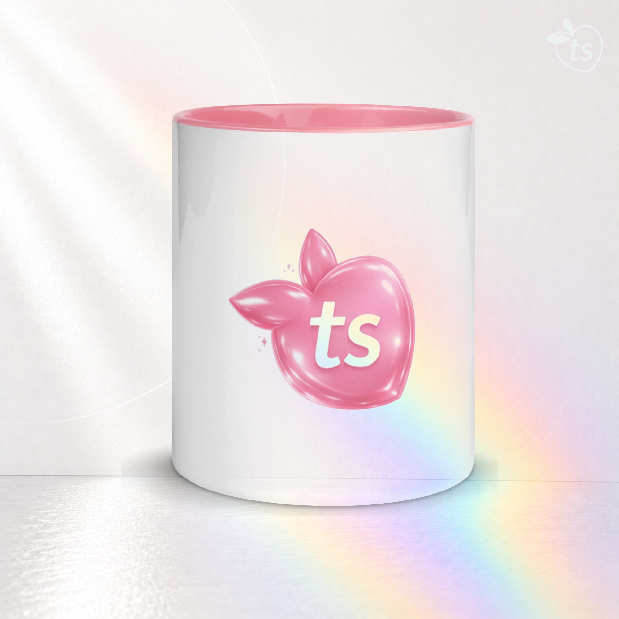 tsgabrielle® • Mug with Pink Colour Inside • Ceramic • 11 oz